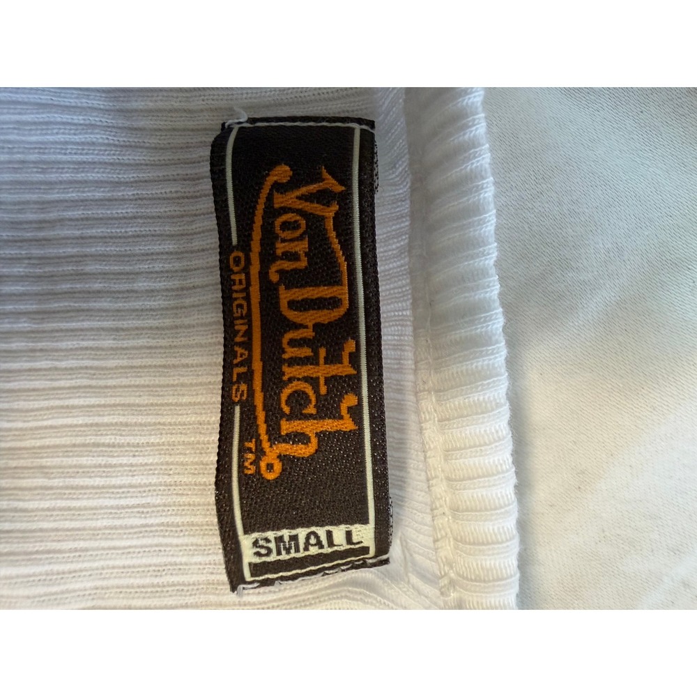 Von Dutch Camisole Women Small Y2K McBling Ribbed Lace Trim Metallic Straps Tank - Picture 5 of 7